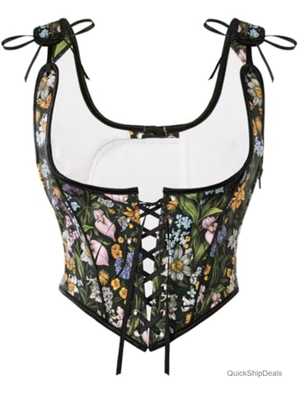 Underbust Floral Corset Top Lace Up Bustier Ren Faire Costume Women